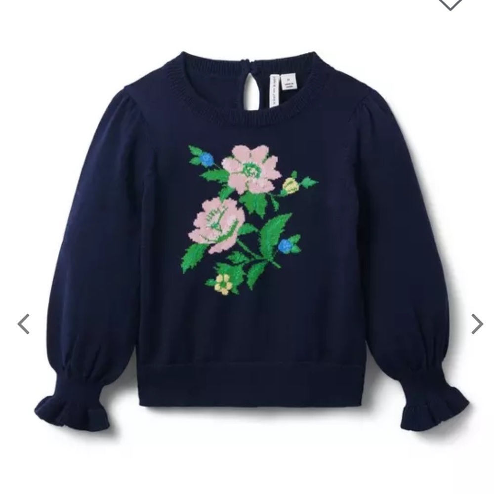 Janie and Jack Floral Ruffle Cuff Sweater Size 5